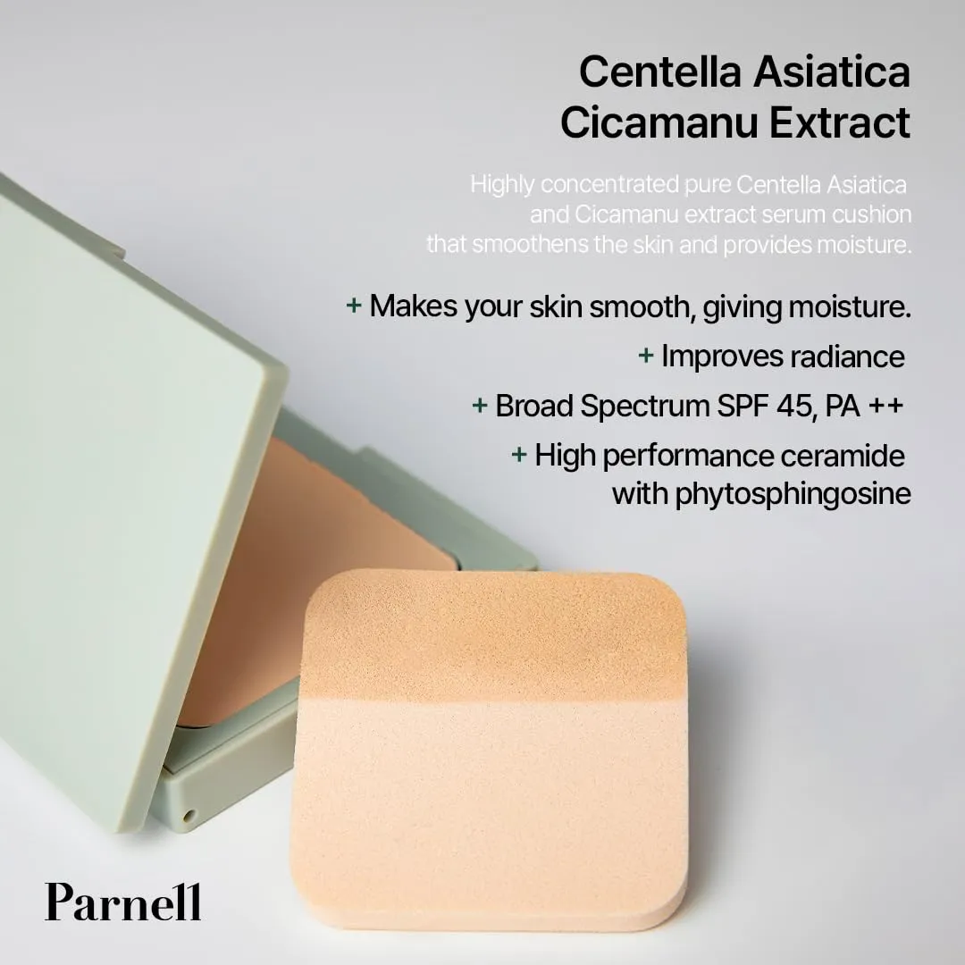 Parnell Cicamanu Matte Spondation (Powder Foundation with Sponge) 11g, #23 Natural Beige | Lightweight Oil-Control | Matte Finish and Long-Lasting | Infused with Centella Asiatica | K-Beauty