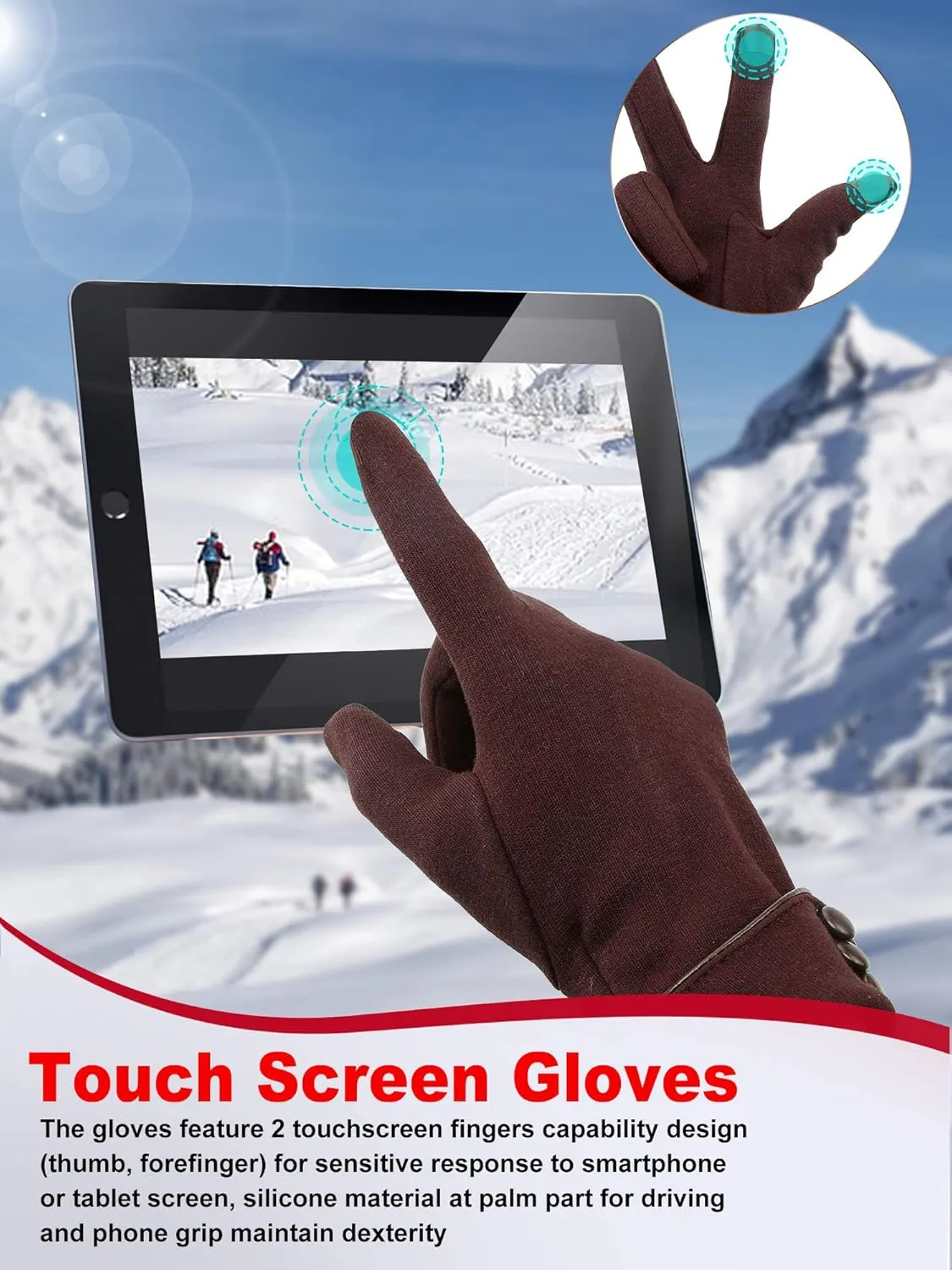 Patelai 3 Pairs Womens Gloves Winter Touchscreen Texting Phone Windproof Gloves Warm Fleece Lined Cold Weather