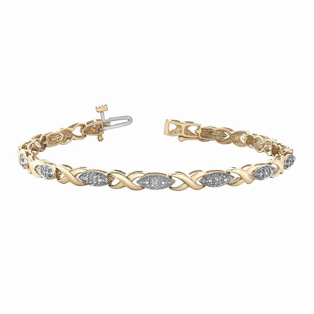 Patterned Gold and Diamond Bracelet