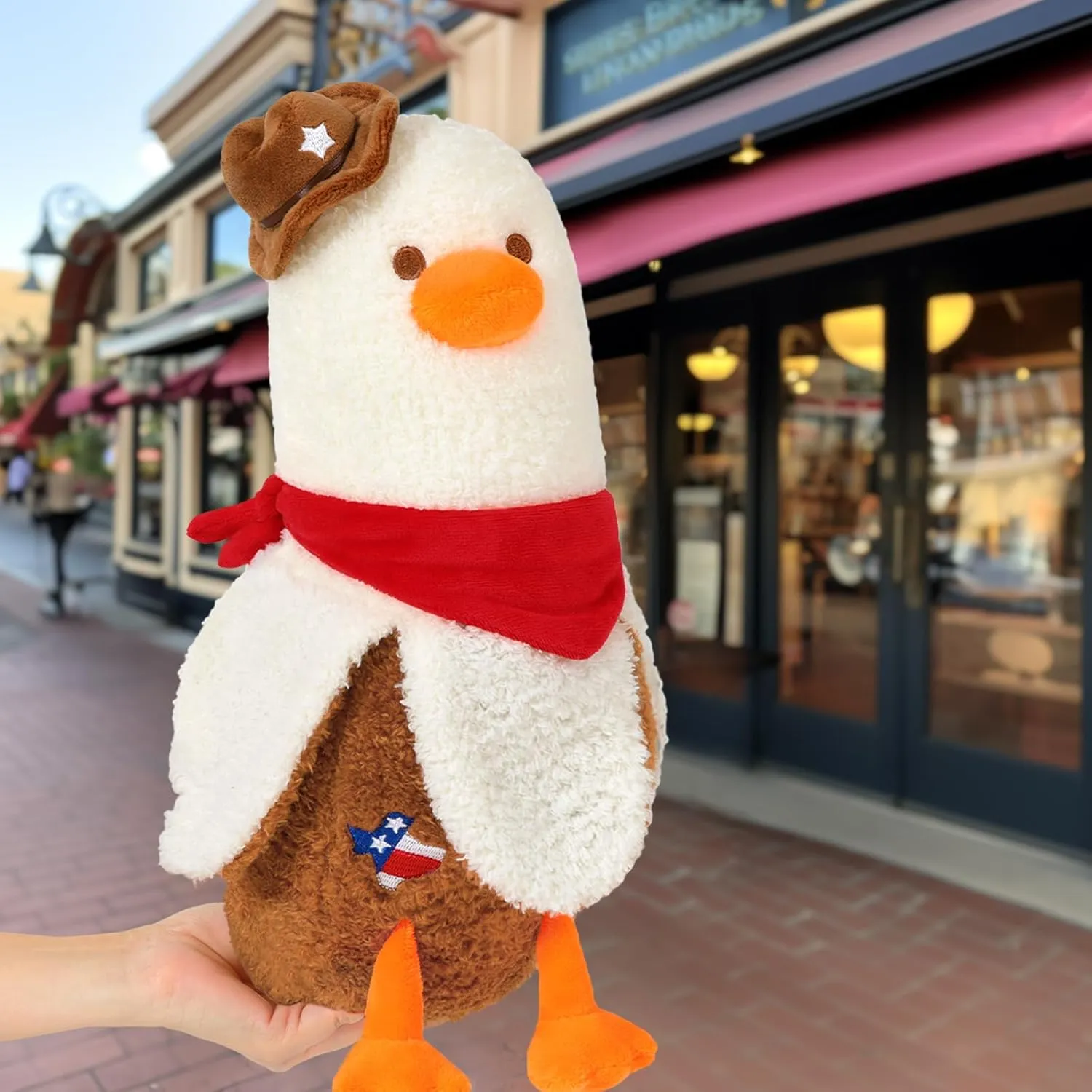PEACH CAT Banana Duck Plush Pillow Wear Cowboy Hat Scarf Plushies Toy Cute Stuffed Animals Gifts for Kids White and Brown 19.7"