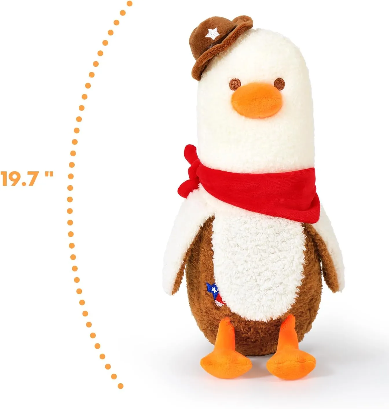 PEACH CAT Banana Duck Plush Pillow Wear Cowboy Hat Scarf Plushies Toy Cute Stuffed Animals Gifts for Kids White and Brown 19.7"