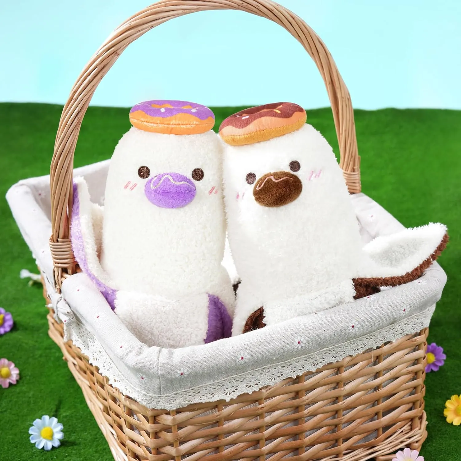 PEACH CAT Donut Banana Duck Plush Pillow with Candy Body Plushies Toy Cute Dessert Stuffed Animals Gifts for Kids Purple 19.7"