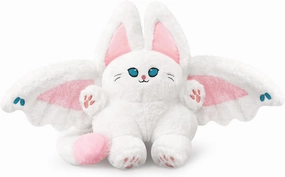 PEACH CAT Cute Bat Cat Plush Pillow Kawaii Bat Cat Stuffed Animal Toys for Kids White and Pink 12"