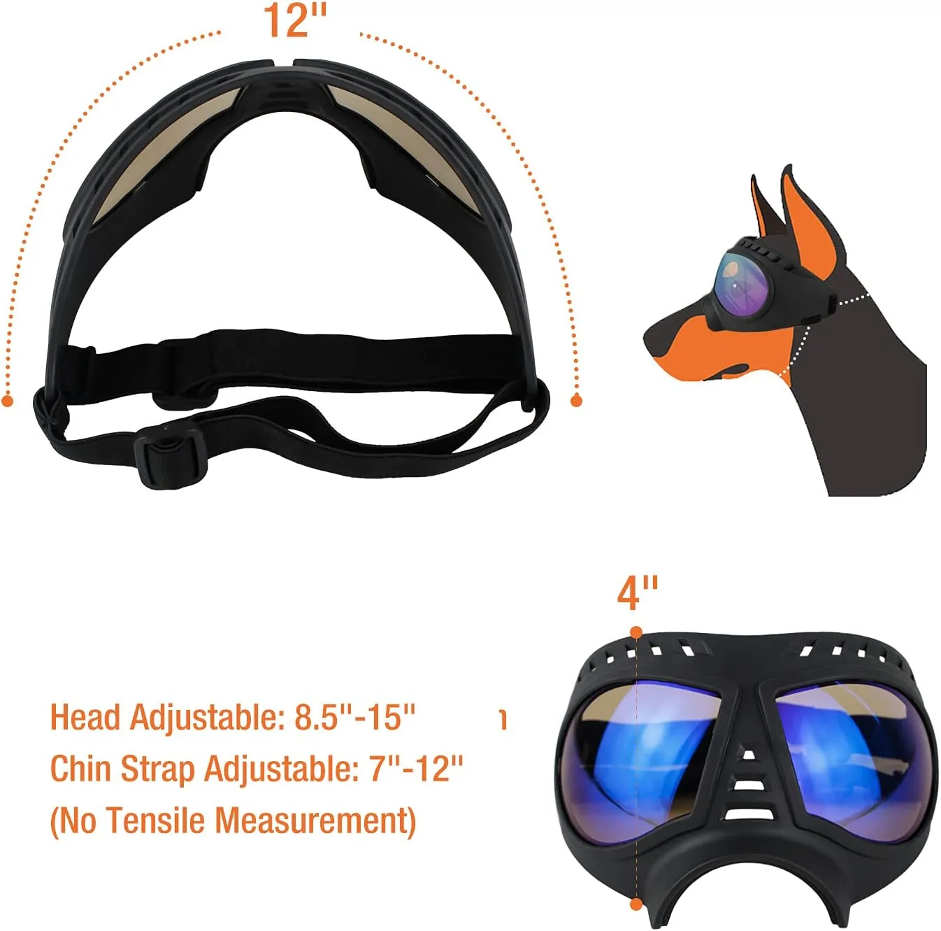 PETLESO Dog Goggles - Large Breed UV Protection Sunglasses for Outdoor Driving Cycling, Clear