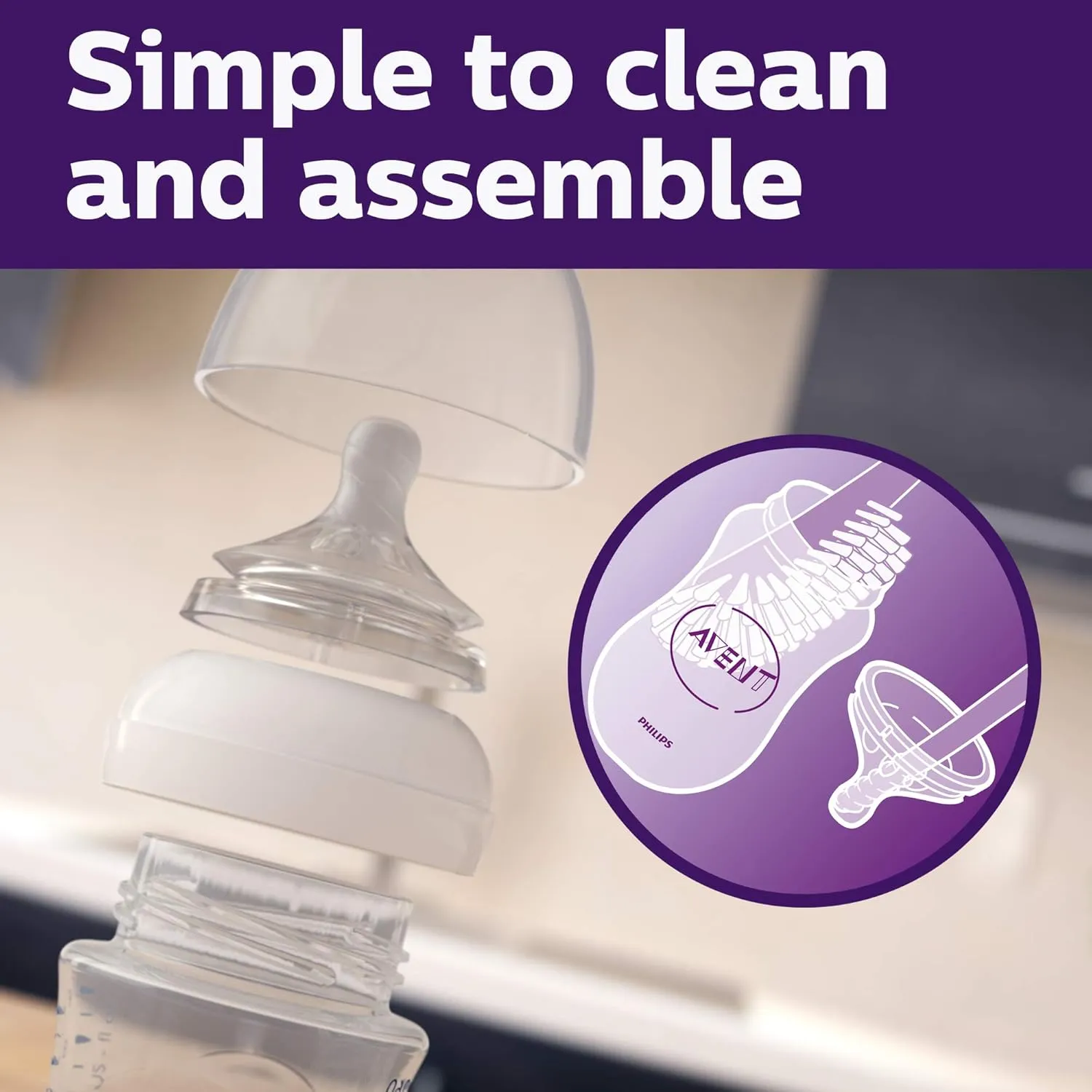Philips AVENT Natural Baby Bottle, Clear, 9 Oz