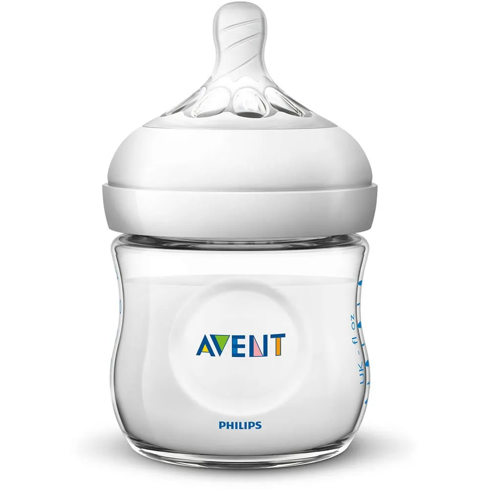 Philips AVENT Natural Baby Bottle, SCF010/37, Clear, 4 Ounce (Pack of 3)