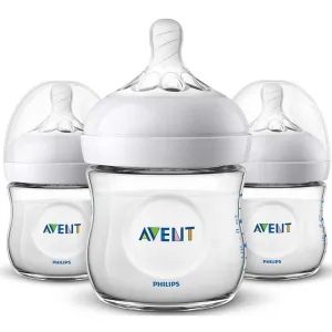 Philips AVENT Natural Baby Bottle, SCF010/37, Clear, 4 Ounce (Pack of 3)