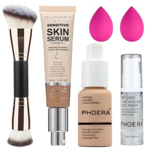 PHOERA Foundation Full Coverage,and Medium Coverage 2024 New PHOERA Foundation Makeup for Mature Skin, Wrinkles Matte Natural Finish for a Flawless Complexion (104 N04/ Buff Beige Sand)