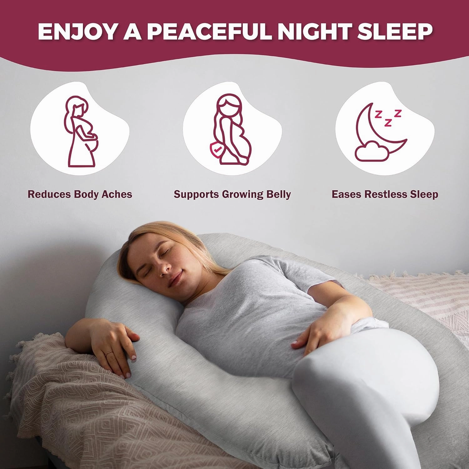 PILLANI Pregnancy Pillows for Sleeping - V C U Shaped Full Body Pillow with Removable Cover, 57inch Cooling Maternity Pillow for Pregnant Women, Support for Back Belly Legs Hip - Pregnancy Must Haves