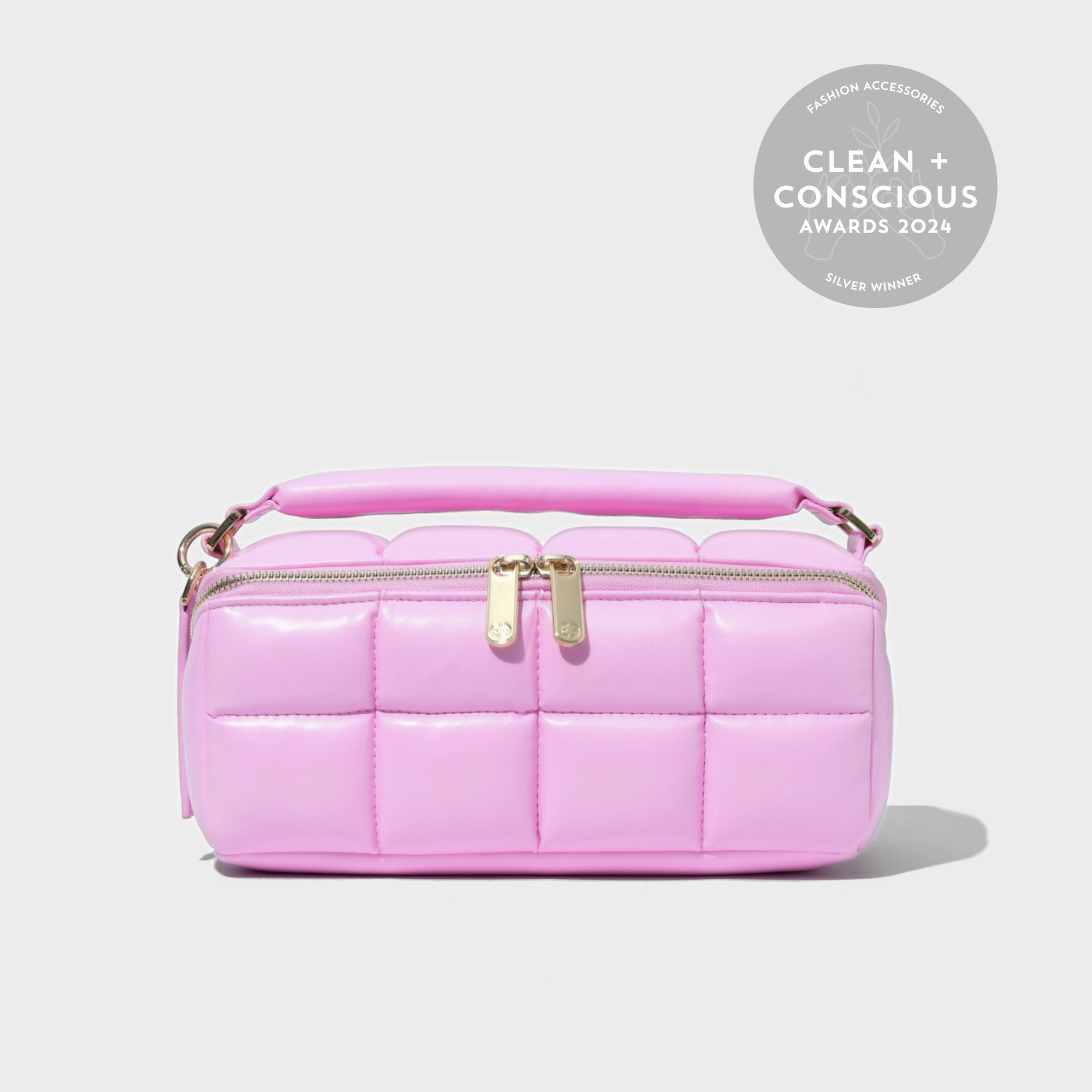 Pink Makeup Bag - Luxury Designer Quilted Cosmetic Case - The HOMEE
