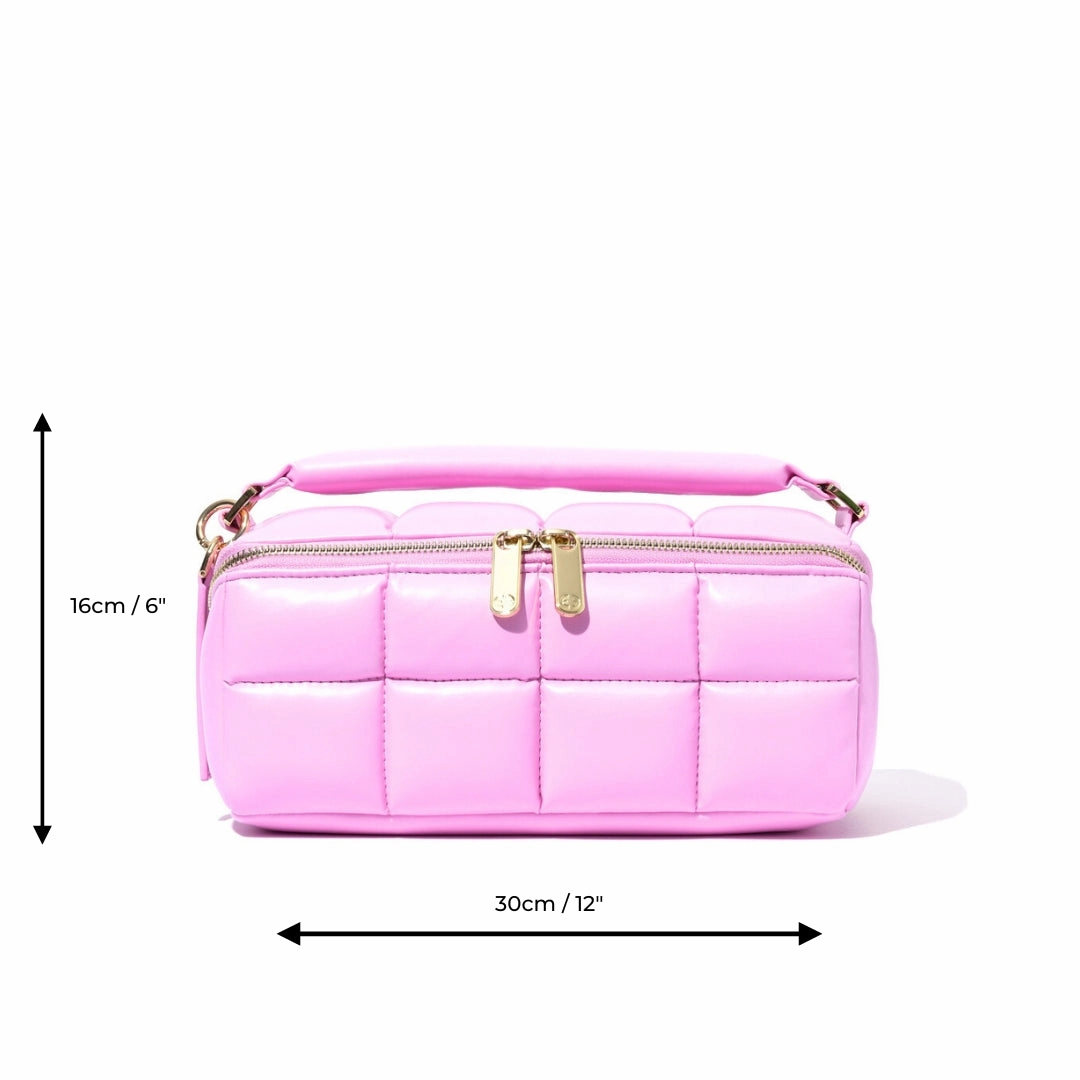 Pink Makeup Bag - Luxury Designer Quilted Cosmetic Case - The HOMEE