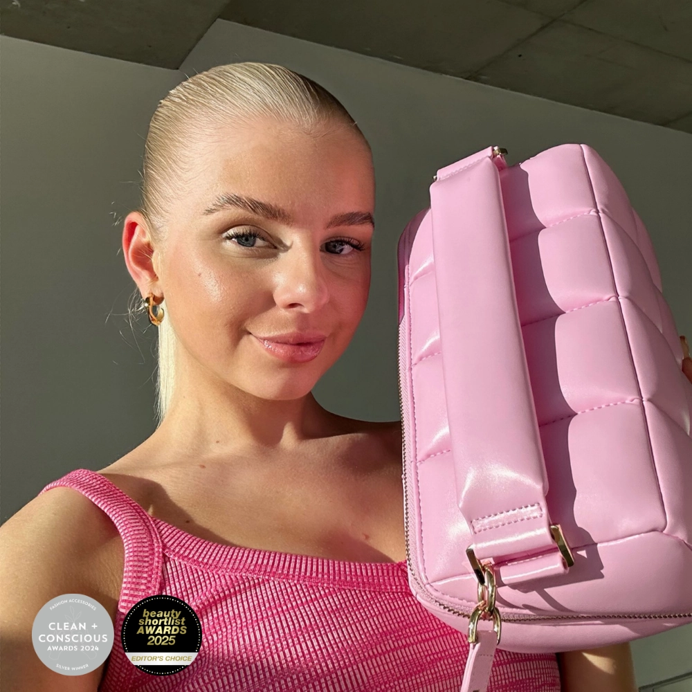 Pink Makeup Bag - Luxury Designer Quilted Cosmetic Case - The HOMEE