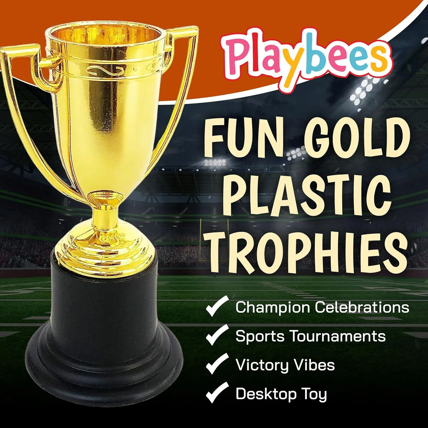 Plastic Golden Cup Trophy for Kids - 24 Pack - 4 Inch Achievement Prize Awards - Ideal Recognition for School, Sports, Office, Carnival Games - Party Favors, Decor, Props - Motivational