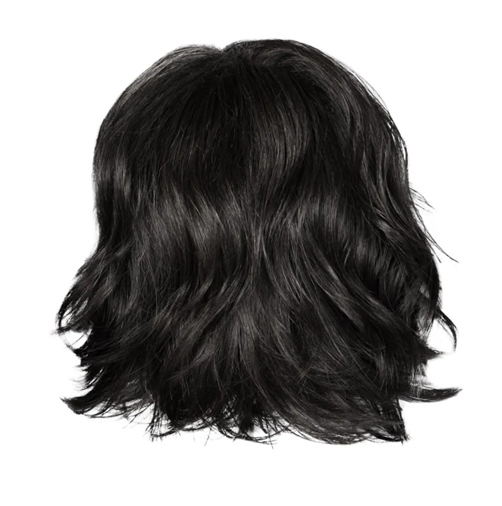 Positivity Wig With Chin-Length Tousled Undone Bob Wth Soft Youthful Bangs, Average Cap, Black