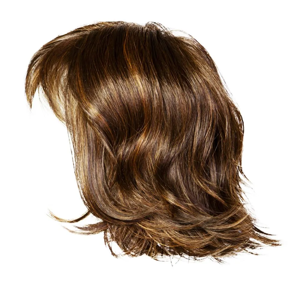 Positivity Wig With Chin-Length Tousled Undone Bob Wth Soft Youthful Bangs, Average Cap, Brown Blonde