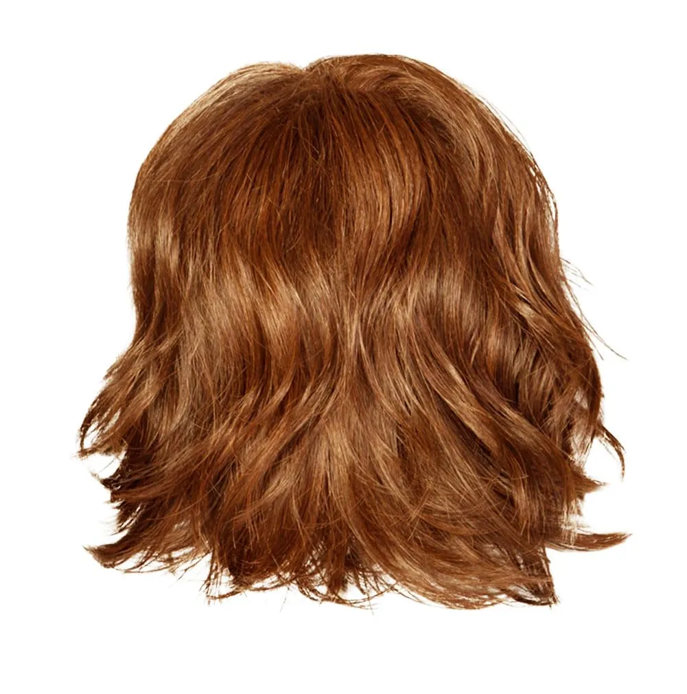 Positivity Wig With Chin-Length Tousled Undone Bob Wth Soft Youthful Bangs, Average Cap, Light Red