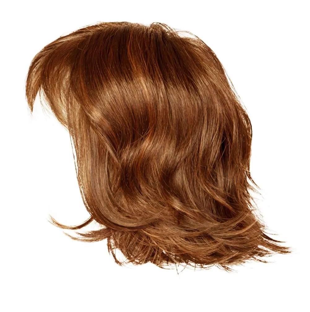 Positivity Wig With Chin-Length Tousled Undone Bob Wth Soft Youthful Bangs, Average Cap, Light Red