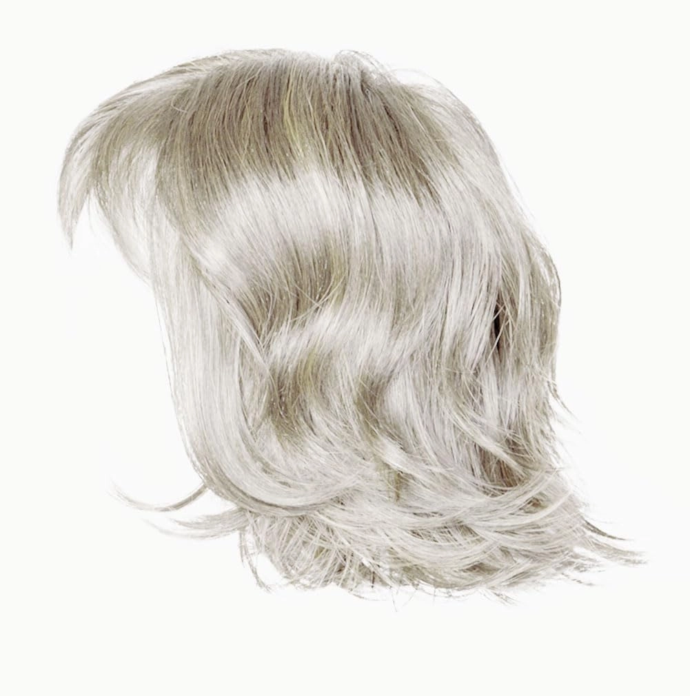 Positivity Wig With Chin-Length Tousled Undone Bob Wth Soft Youthful Bangs, Average Cap, Light Grey