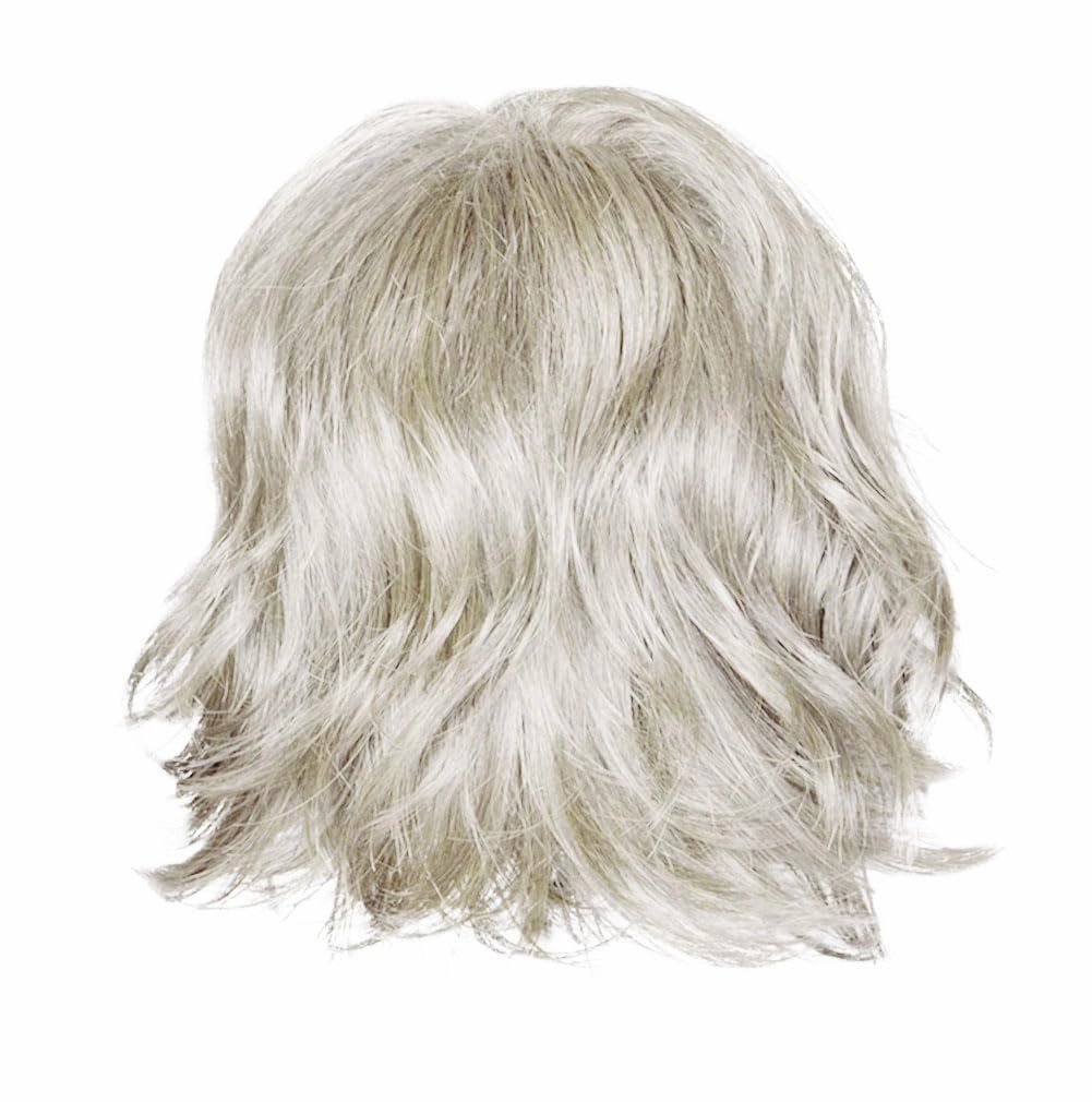 Positivity Wig With Chin-Length Tousled Undone Bob Wth Soft Youthful Bangs, Average Cap, Light Grey