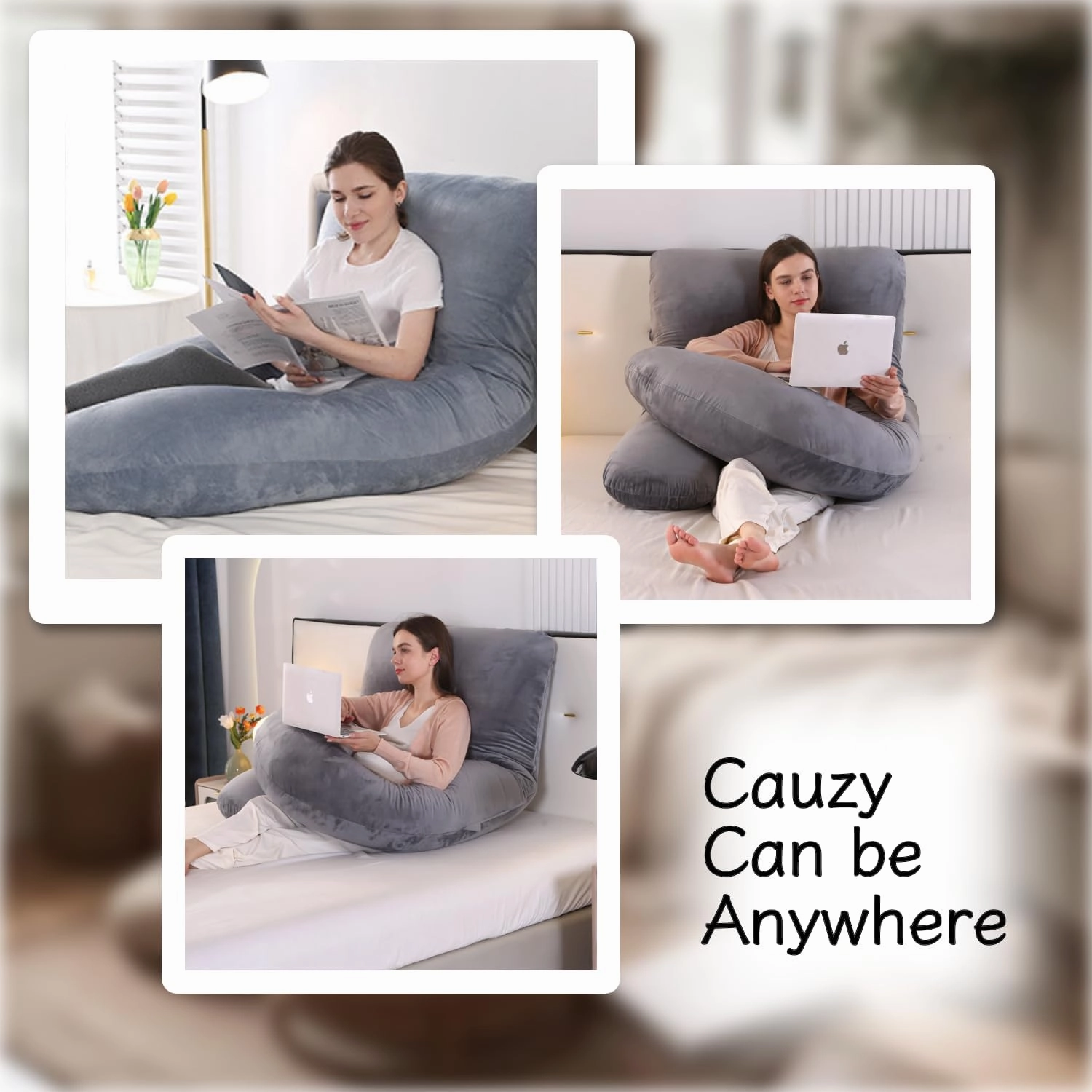 Pregnancy Pillow, Full Body Maternity Pillow 57 inch, with Removable Washable Cover - Sleep Support for Legs, Back, Neck, Shoulder, HIPS, Belly for Pregnent Women, Velvet Cover(Dark Grey)