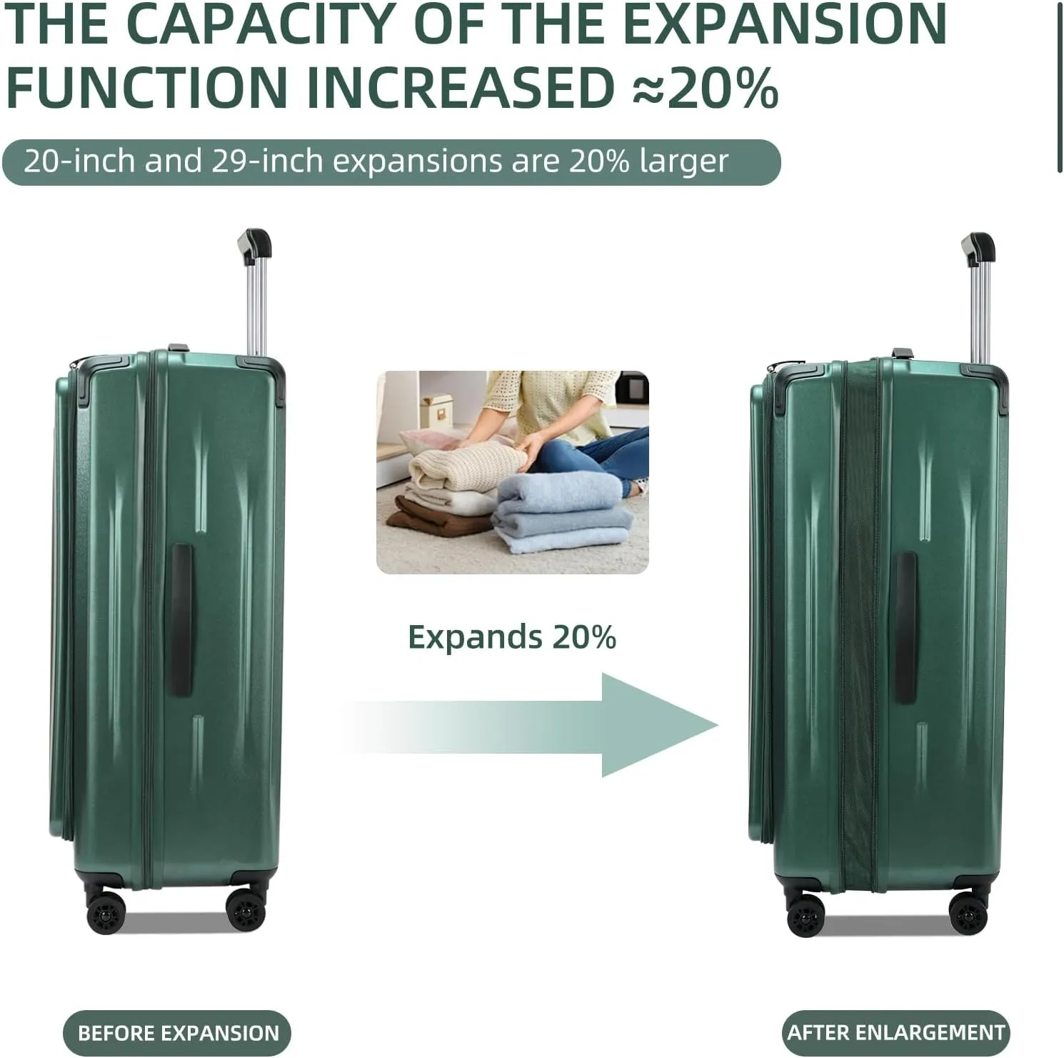 Premium Carry On Luggage, 20 Inch Top Opening Aluminum Frame Lightweight Airline Approved ABS PC Hard Shell Suitcases with Silent Wheels, TSA Lock, Front Pocket and Wet-dry Separated Six-piece Set