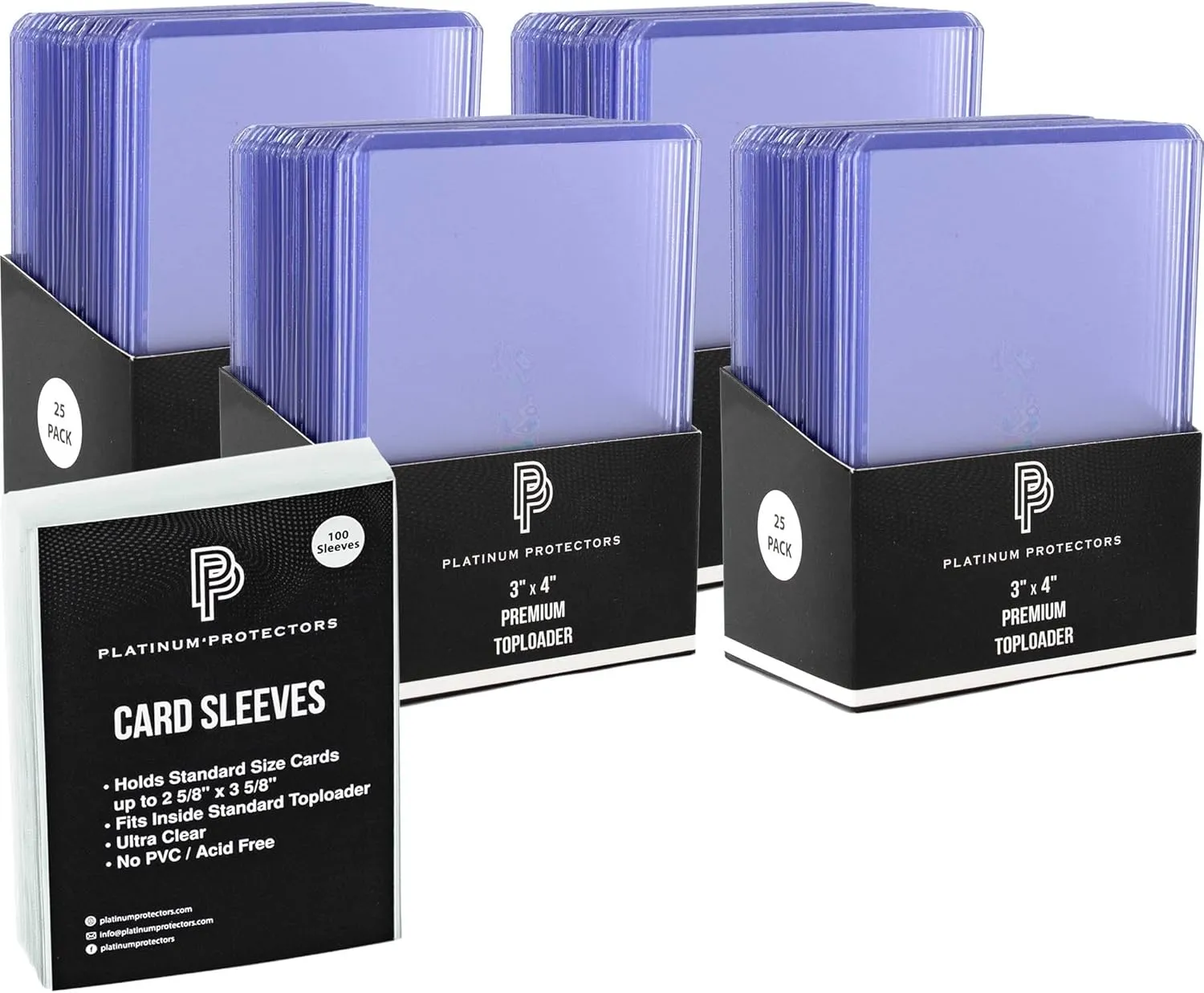 Premium Top Loaders (100 ct) and Ultra Clear Soft Penny Sleeves (100 ct) Bundle for Standard Trading Cards