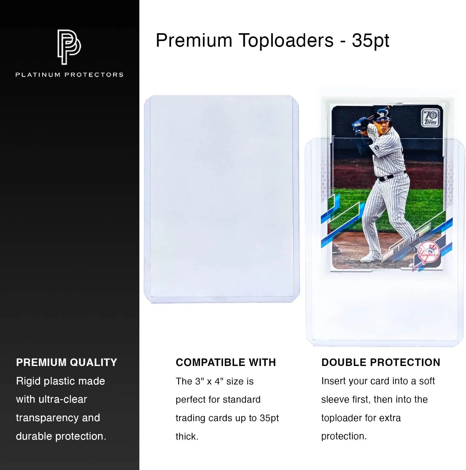 Premium Top Loaders (100 ct) and Ultra Clear Soft Penny Sleeves (100 ct) Bundle for Standard Trading Cards