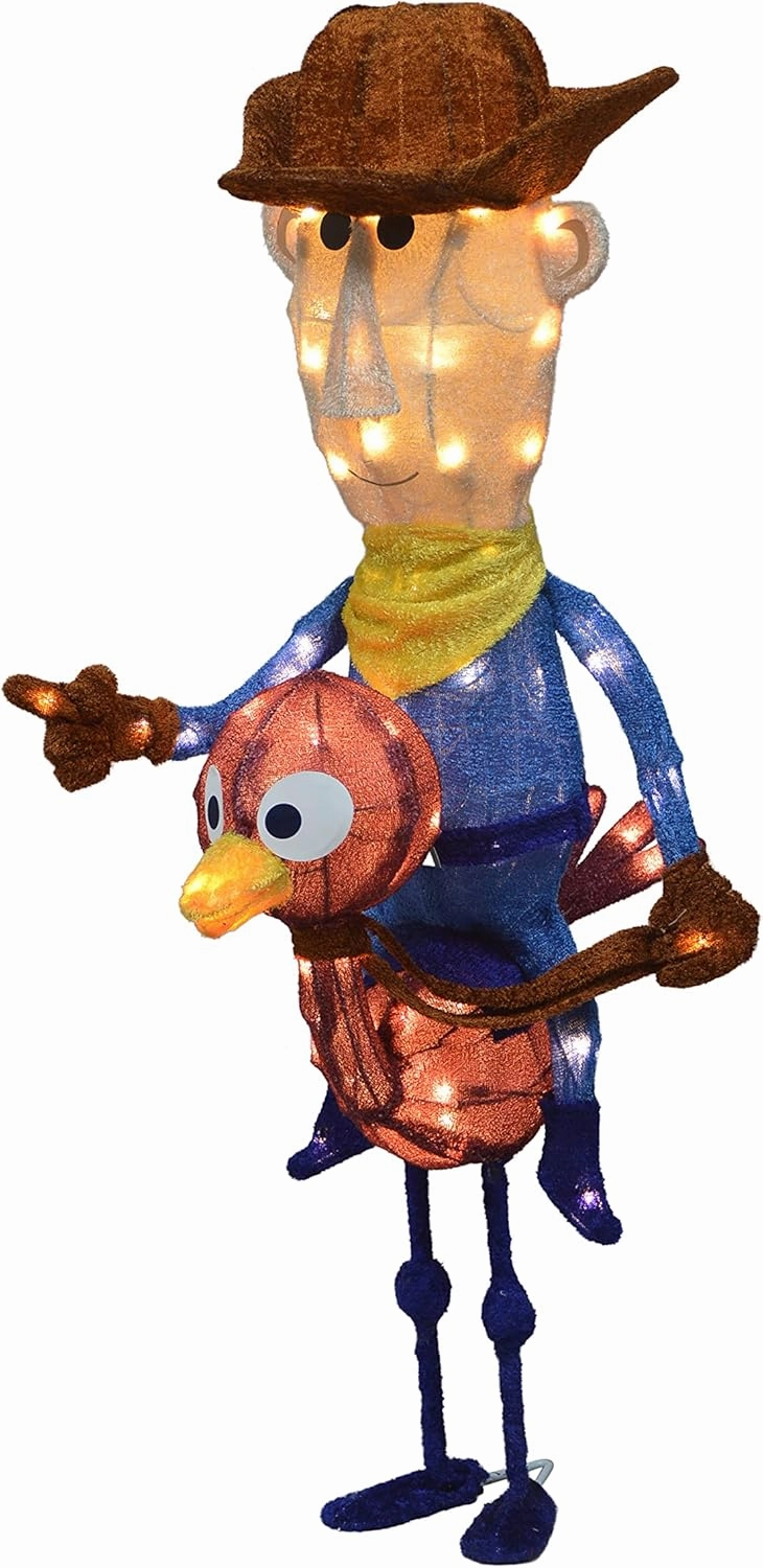 PRODUCTWORKS 32IN Rudolph 3D LED Yard Decor Misfit Cowboy with Ostrich