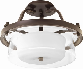 Progress Lighting P3707-20 2-Light Semi Flush with Clear Glass Bowl