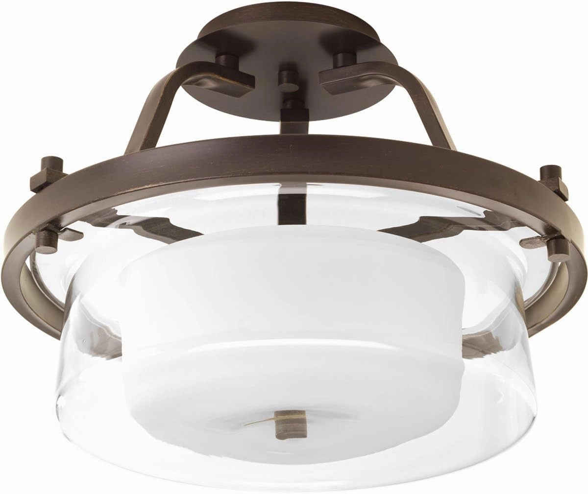 Progress Lighting P3707-20 2-Light Semi Flush with Clear Glass Bowl