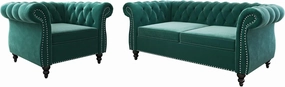 QHITTY 2 Piece Living Room Set, Sectional Chesterfield Sofa Chair Contemporary Upholstered Velvet Loveseat Couch Sets for Living Room, Bedroom, Office
