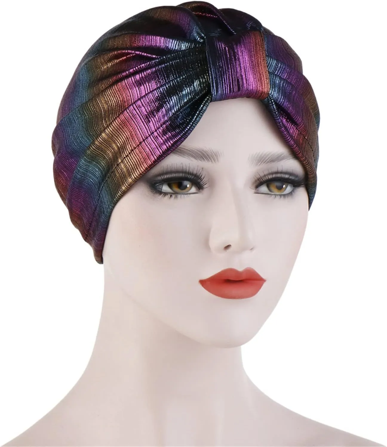 Qhome Turban Indian Caps Celeb Style Neon Headband Vintage Double Stretch Velvet Turban Head Wrap