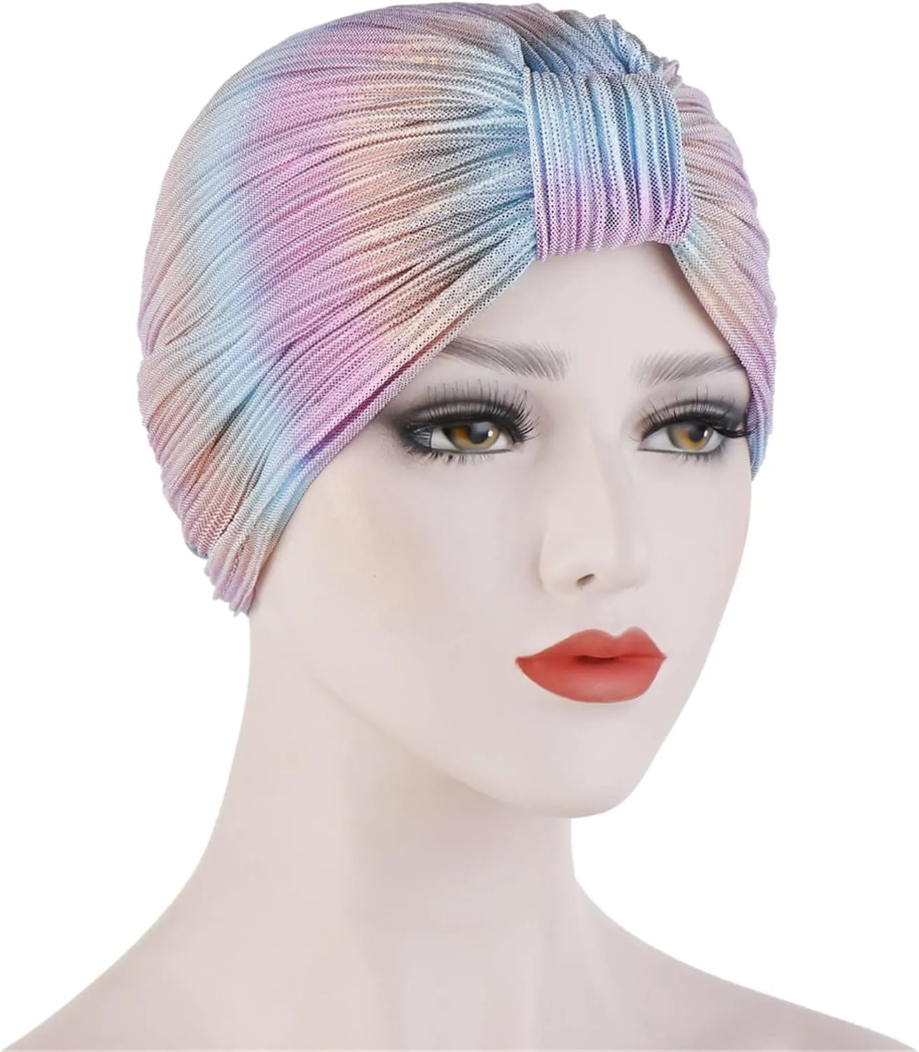 Qhome Turban Indian Caps Celeb Style Neon Headband Vintage Double Stretch Velvet Turban Head Wrap