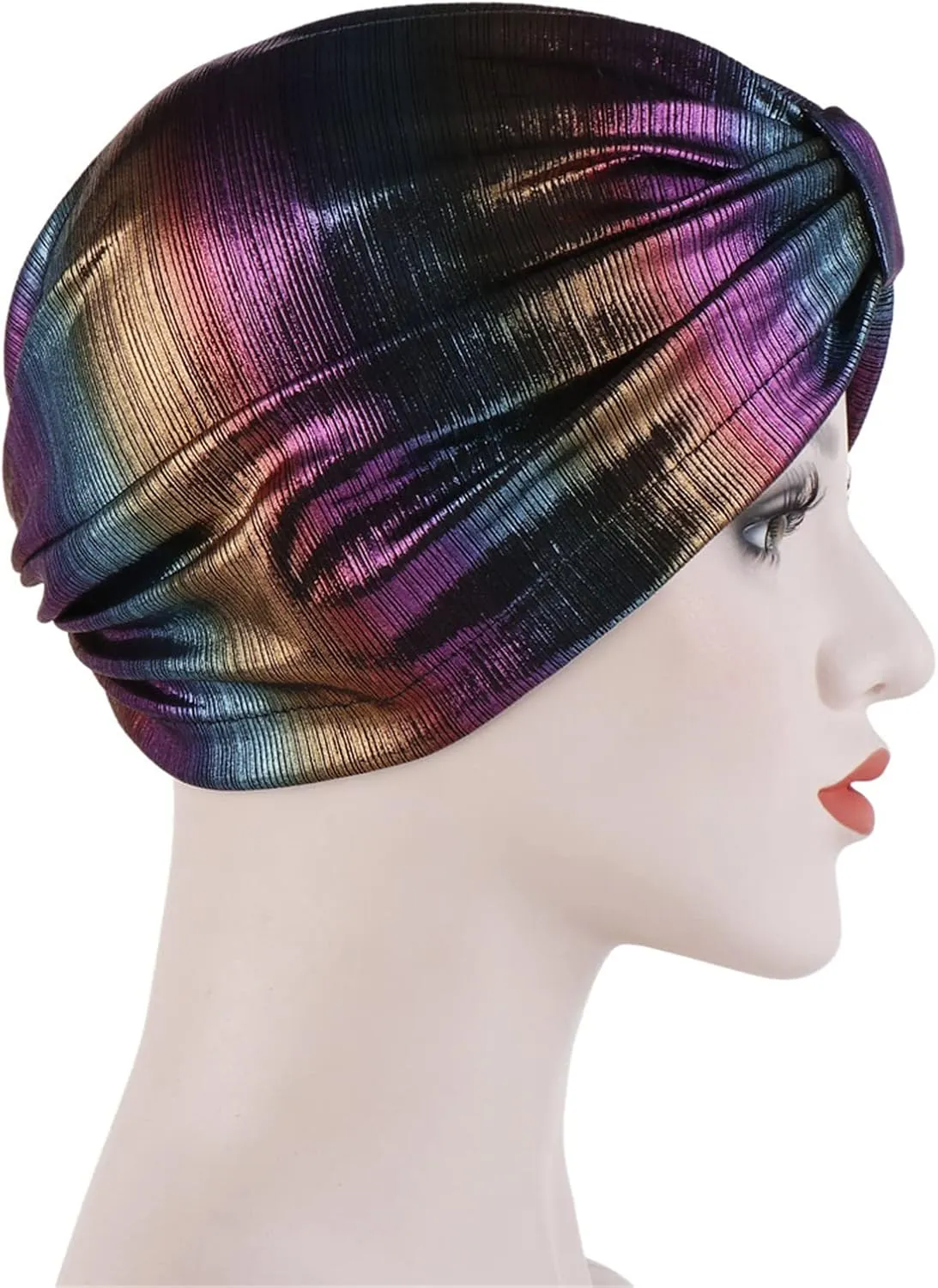 Qhome Turban Indian Caps Celeb Style Neon Headband Vintage Double Stretch Velvet Turban Head Wrap