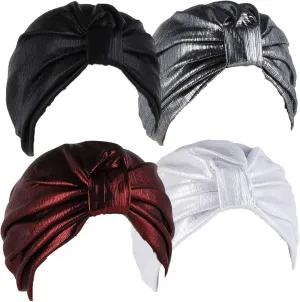 Qhome Turban Indian Caps Celeb Style Neon Headband Vintage Double Stretch Velvet Turban Head Wrap