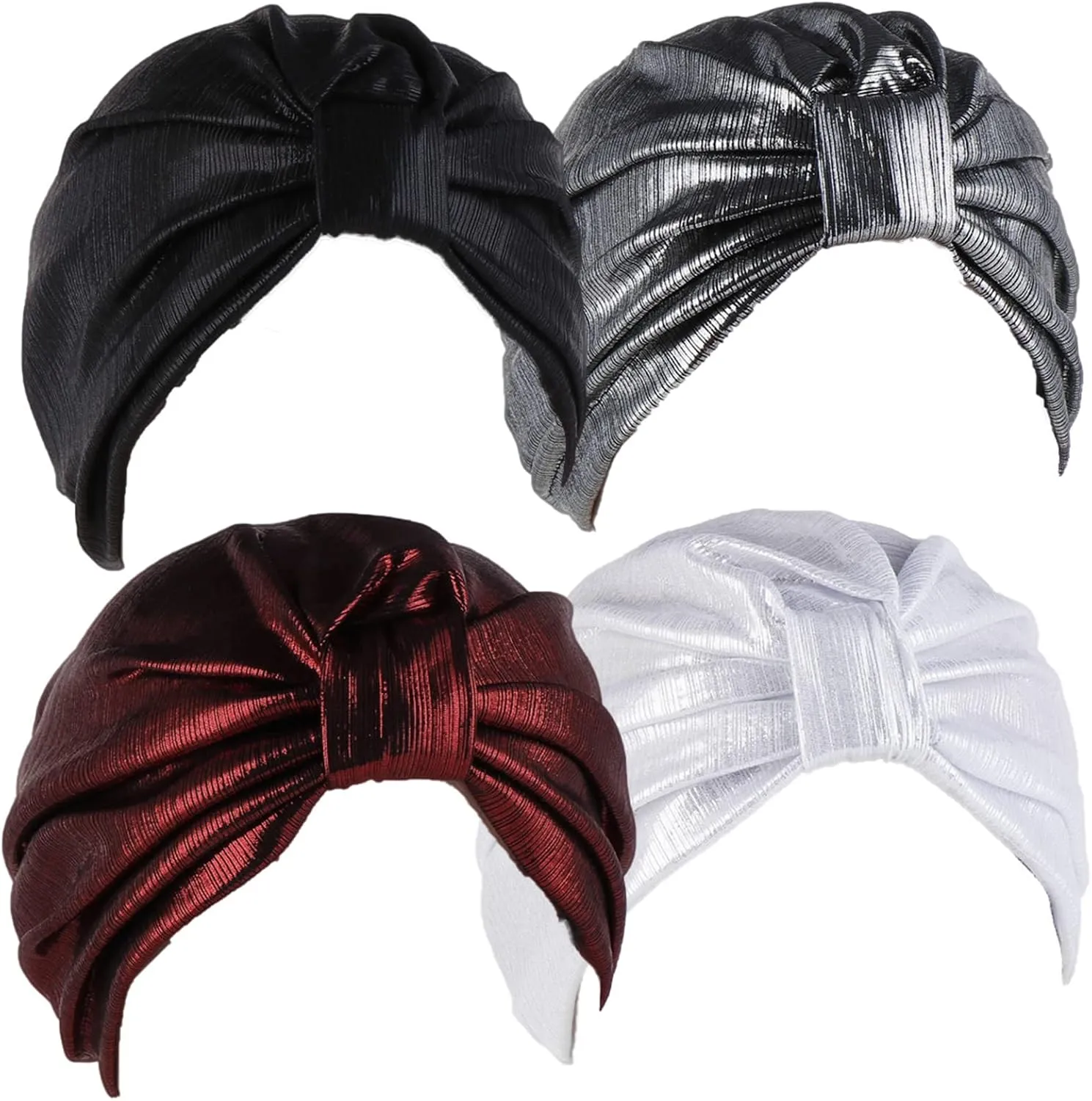 Qhome Turban Indian Caps Celeb Style Neon Headband Vintage Double Stretch Velvet Turban Head Wrap
