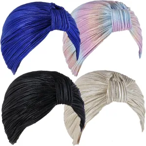 Qhome Turban Indian Caps Celeb Style Neon Headband Vintage Double Stretch Velvet Turban Head Wrap