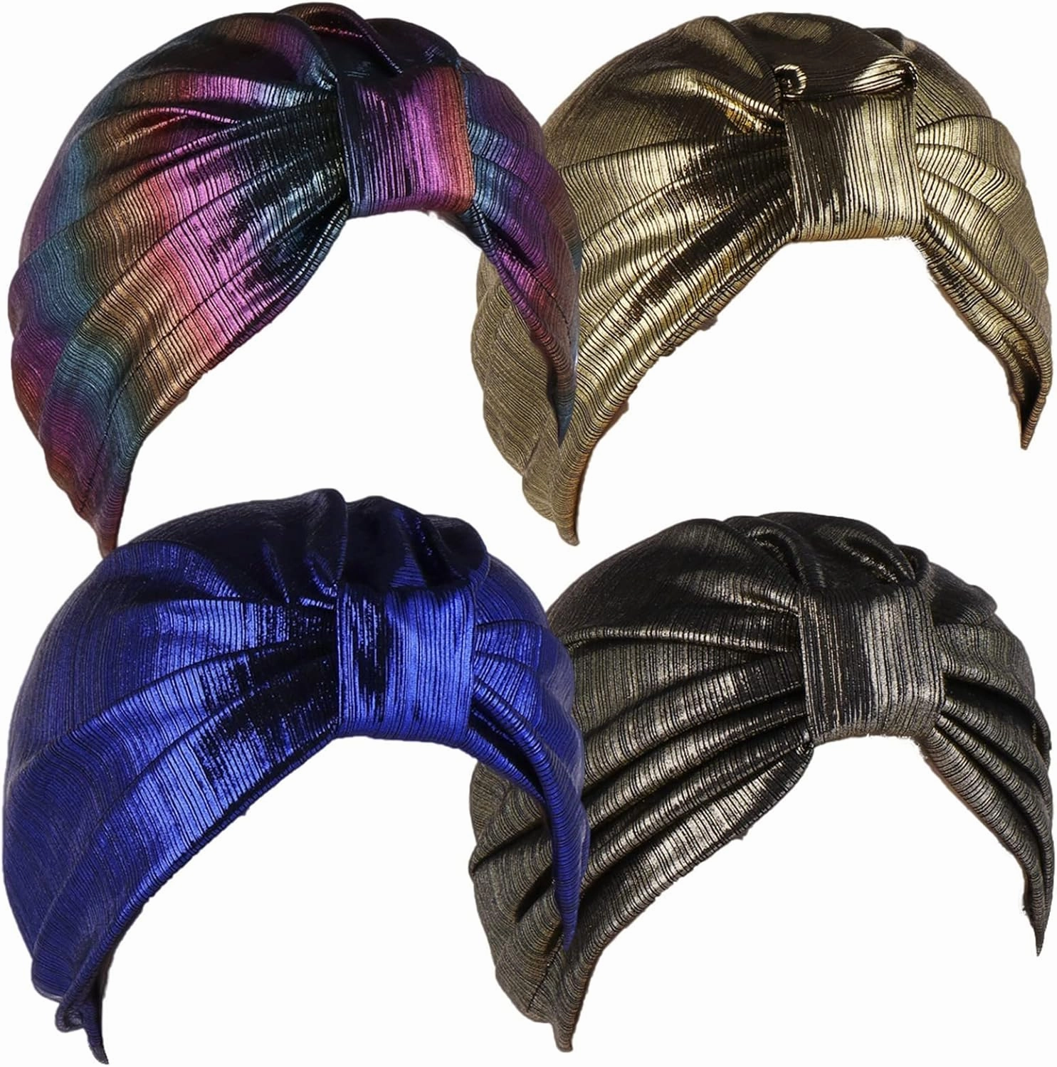 Qhome Turban Indian Caps Celeb Style Neon Headband Vintage Double Stretch Velvet Turban Head Wrap