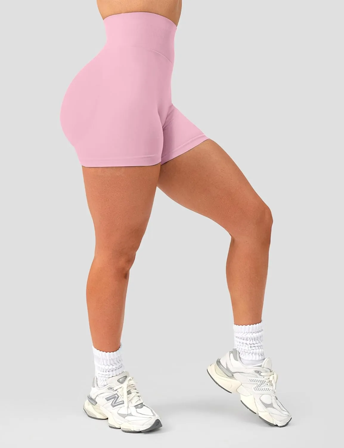 QOQ Women Workout Shorts 4.5" Scrunch Booty Gym Shorts Seamless Butt Lifting Impact Yoga Shorts