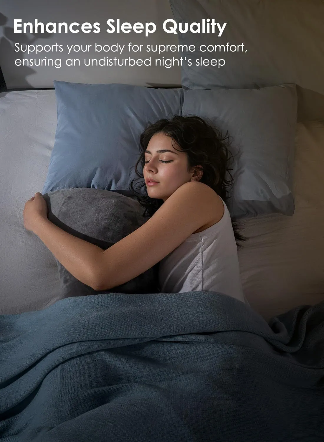 QUEEN ROSE Body Pillow for Side Sleepers, Soft Comfort S Shaped Hug Pillow for Adults, Full Body Support, Velvet Grey