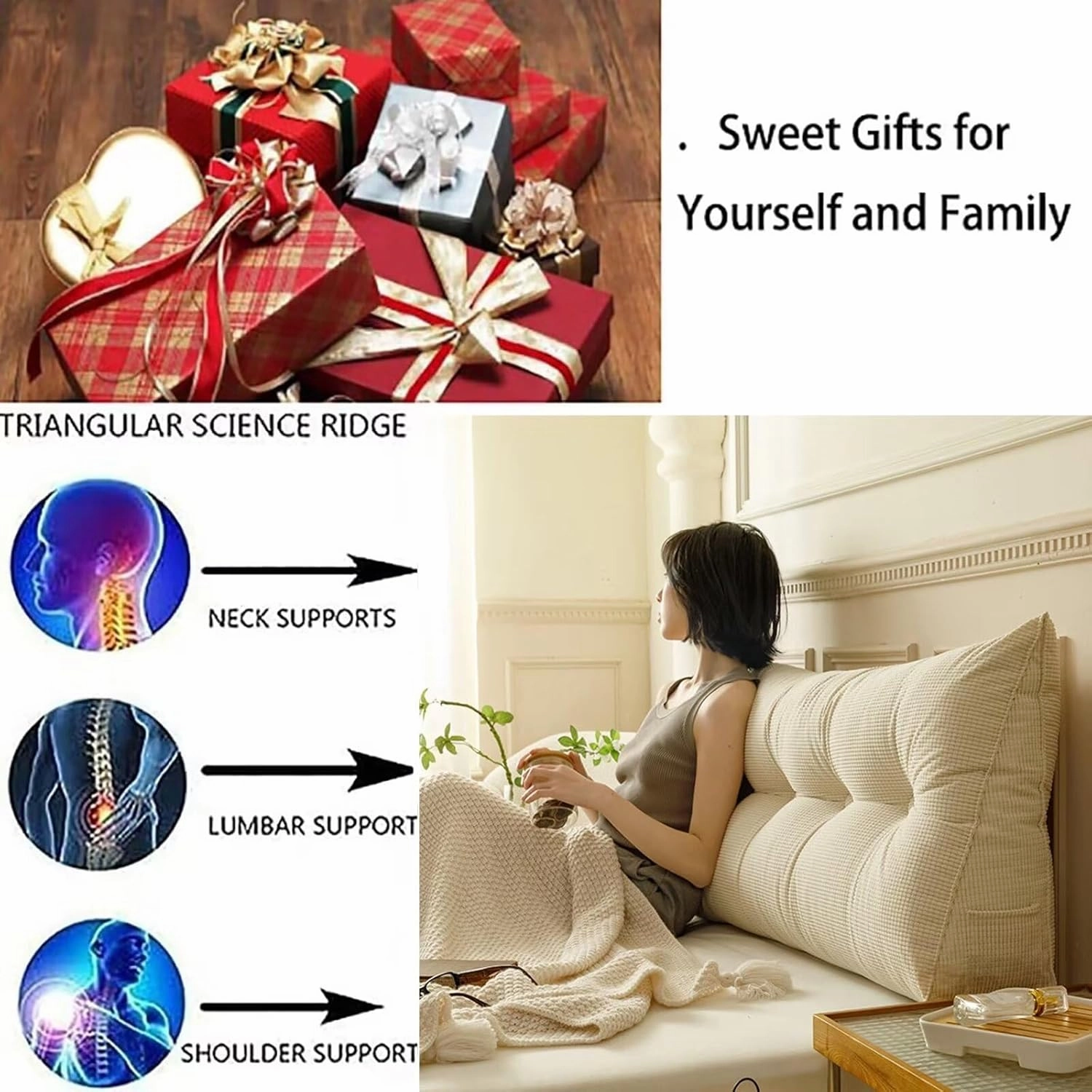 Queen Headboard Wedge Pillow Bed Rest Reading Pillow Backrest Positioning Support Bolster Cushion Long Backrest Positioning Support for Sleeping Reading, Coffee