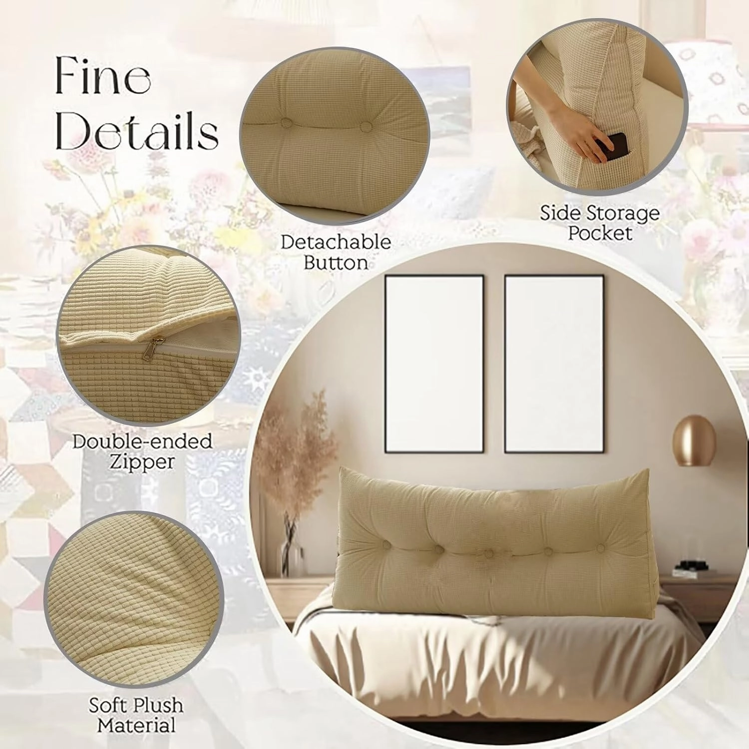 Queen Headboard Wedge Pillow Bed Rest Reading Pillow Backrest Positioning Support Bolster Cushion Long Backrest Positioning Support for Sleeping Reading, Coffee