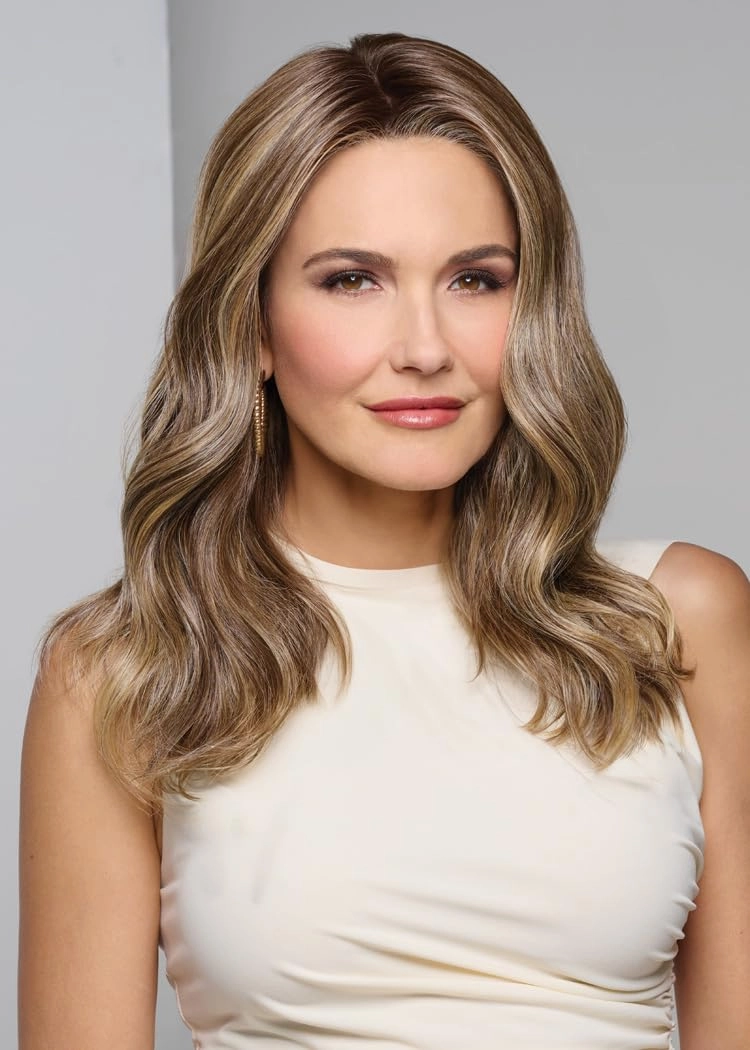 Raquel Welch Selfie Mode Wig with Long Wavy Layers, Memory Cap lll and Lace Front, Average Cap Size, RL12/16 Honey Toast