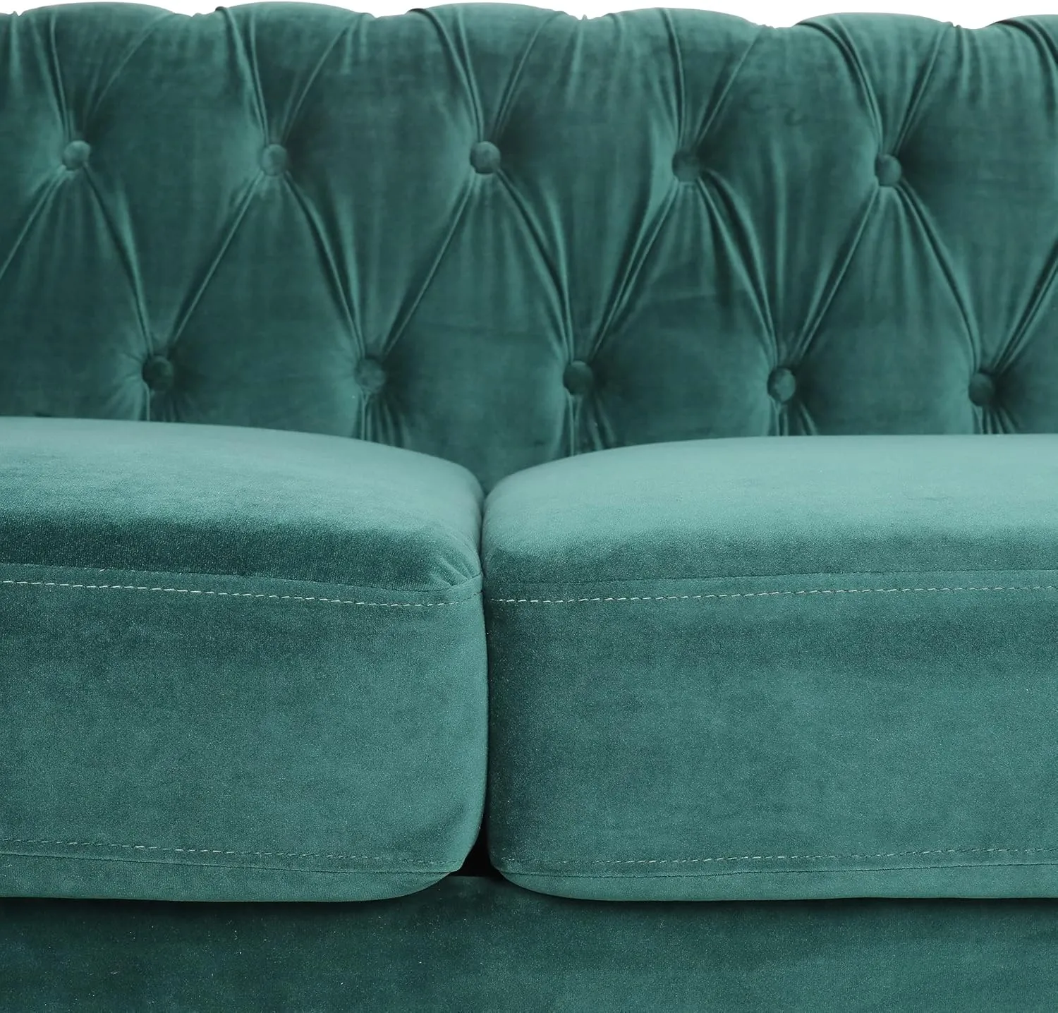RARZOE Chesterfield Classic Sofa, Mordern 3 Seater Velvet Sofa Couch, Tufted Back Chesterfield Settee Sofas with Nailhead Trim Scroll Arms for Living Room Apartment(Green)