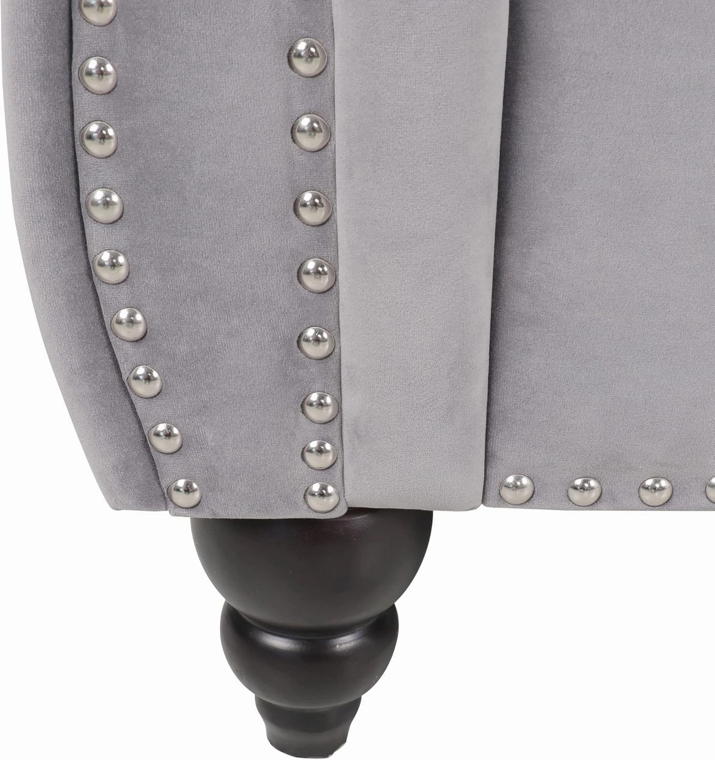 RARZOE Chesterfield Classic Sofa, Mordern 3 Seater Velvet Sofa Couch, Tufted Back Chesterfield Settee Sofas with Nailhead Trim Scroll Arms for Living Room Apartment(Grey)