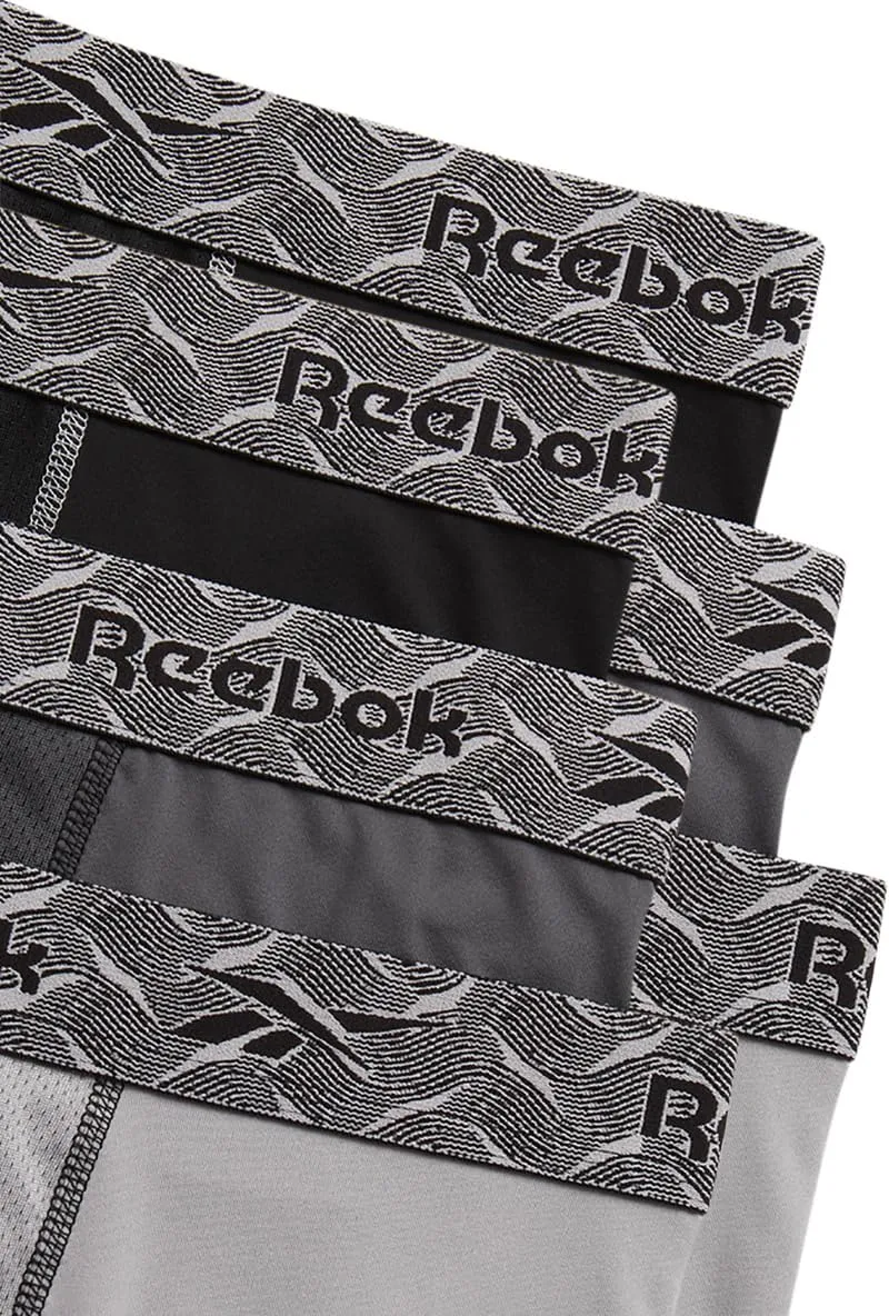 Reebok Men's Boxer Briefs - 6 Pack Sport Soft Performance Long Leg Underwear Boxers for Men with Mesh Fly Pouch (Sizes: S-XL)