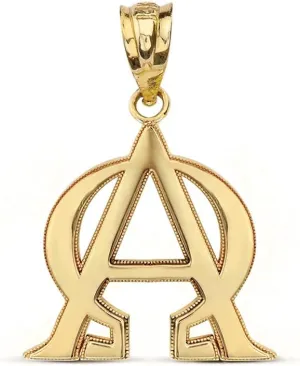 Religious Jewelry Solid 10k Yellow Gold Alpha and Omega Christian Symbols Charm Pendant
