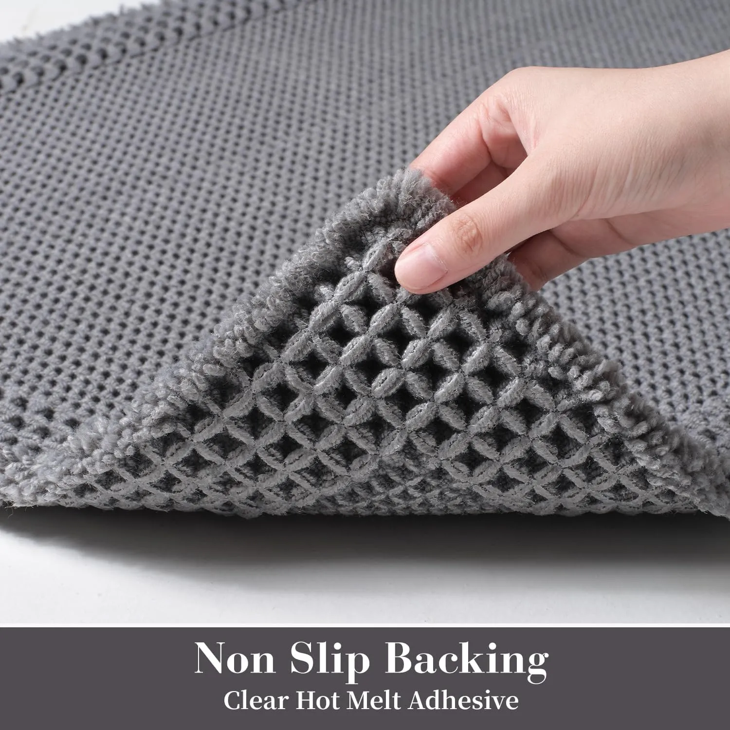 RESARE Waffle Bath Mat - Super Absorbent Non Slip Machine Washable, Ultra Soft Boho Rug with Tassels, Upgraded Bordered Design, 17"x24" Dark Grey
