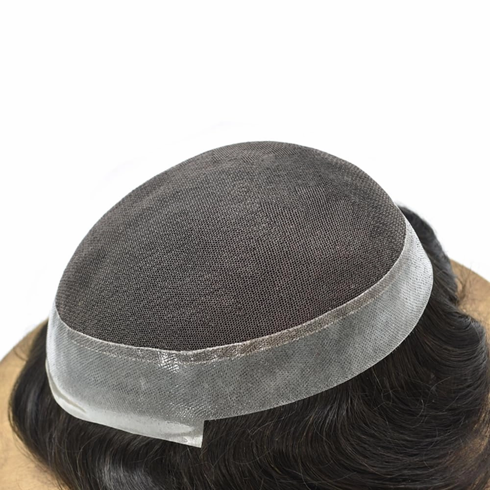 RESHE Hair Piece Toupee For Men Soft Lace Hair Systems Hairpieces Natural Looking Mens Toupee Human Hair Mens Hair Piece 8X10#1 Jet Black