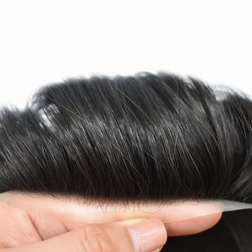 RESHE Hair Piece Toupee For Men Soft Lace Hair Systems Hairpieces Natural Looking Mens Toupee Human Hair Mens Hair Piece 8X10#1 Jet Black